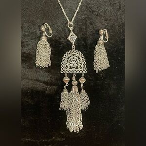 VTG Etruscan style tassel pendant set